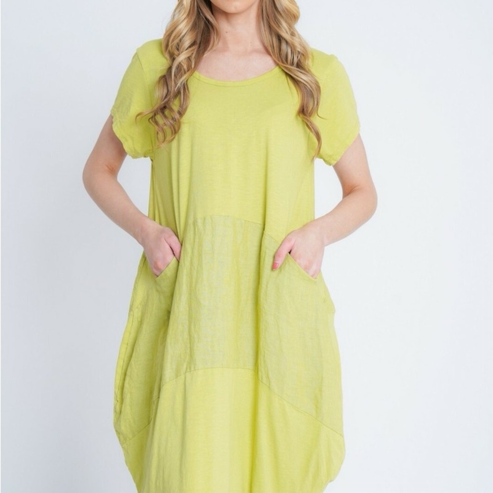 Liabella‎ organic Light Green Women's linen cottonTunic Top/dress Made in Italy